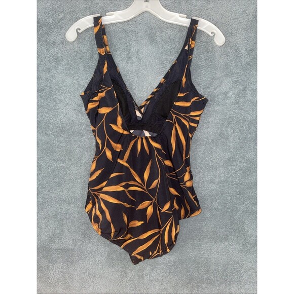 Miraclesuit Swimsuit Women 12 Black One Piece V-Neck Wireless Tropical Beach‎ - Picture 7 of 11